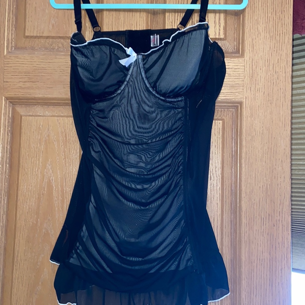 Black and white Torrid Teddy with underwire cups